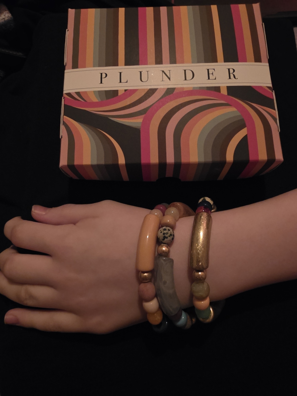 Plunder Warm Multi-Tone Beaded Bracelet Stack